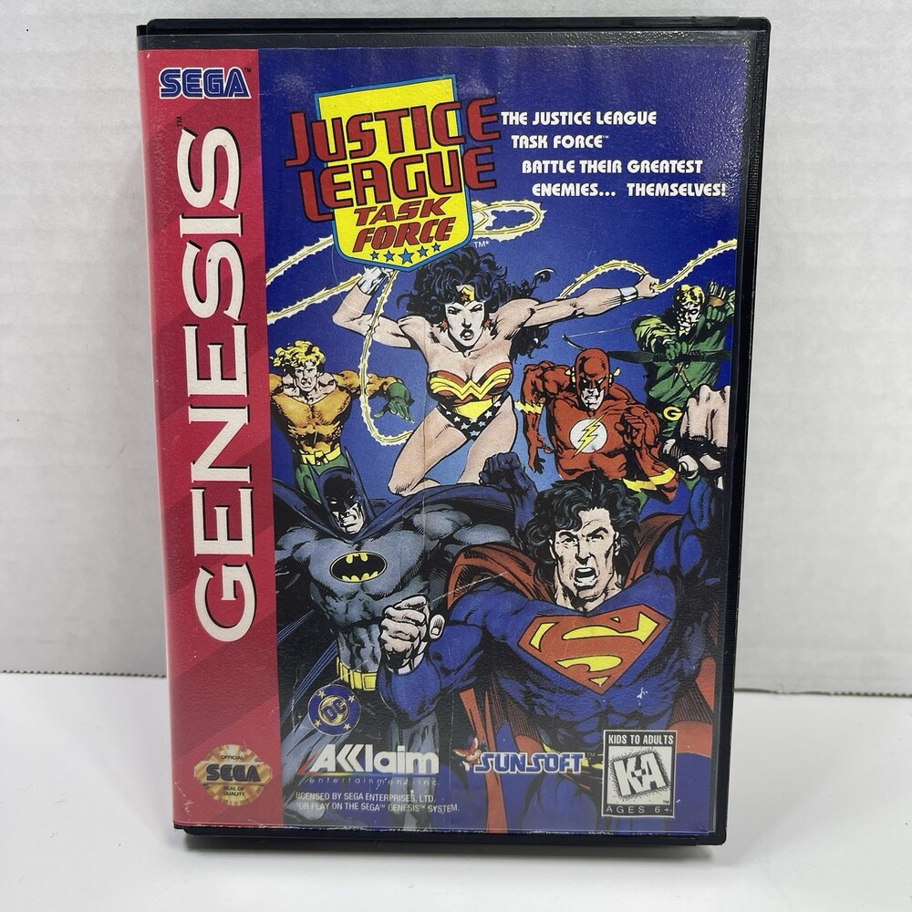 Justice League Task Force (Sega Genesis, 1995) With Case Tested Video Game